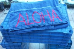 KK: Grote badhanddoek met opschrift Aloha